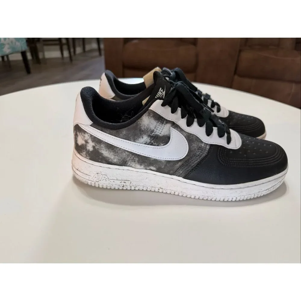 Nike Air Force 1 Sneakers Shoes Gray Black Marble Tie Dye Streetwear Men's 10.5